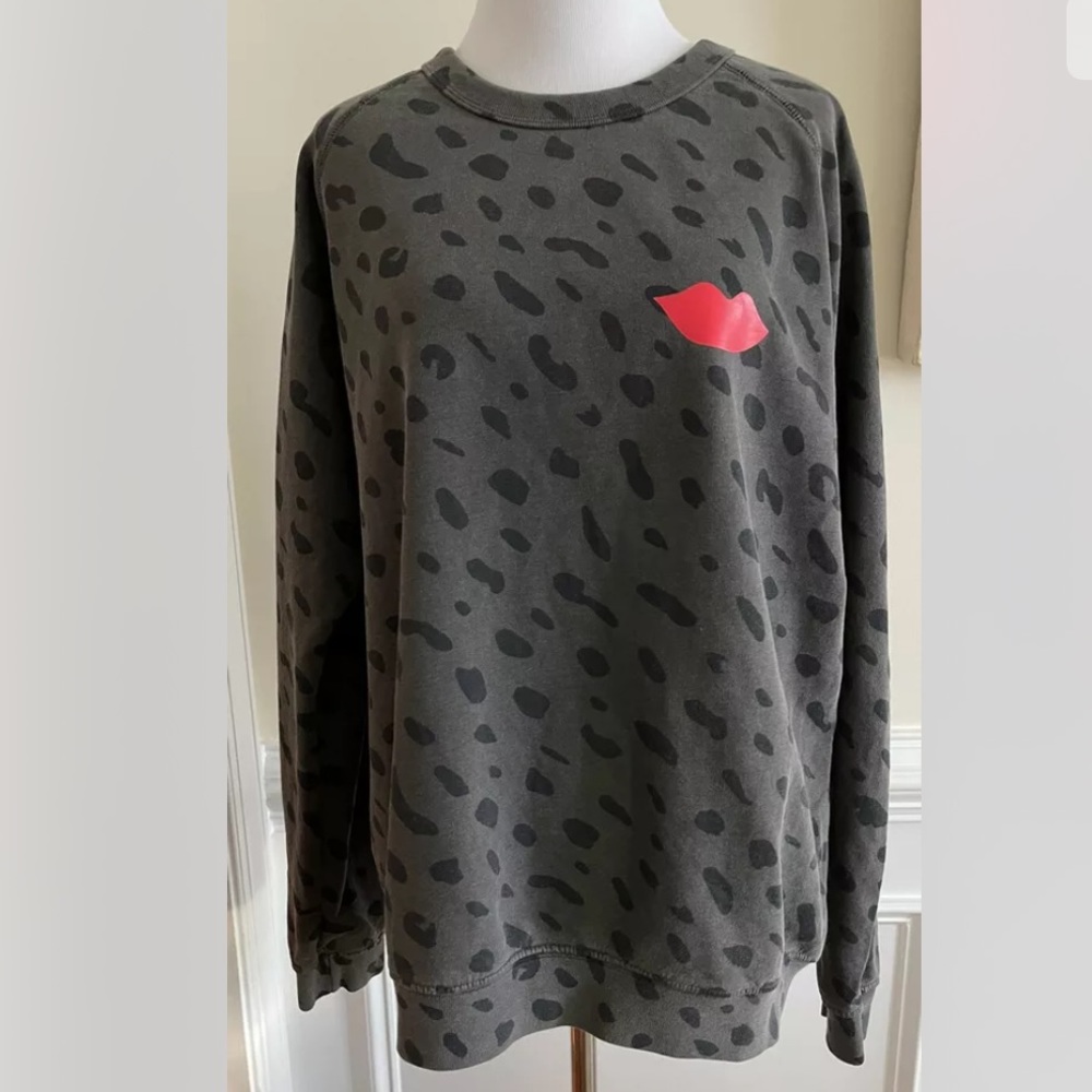 Anthropologie Gray and Red Patterned Sweatshirt